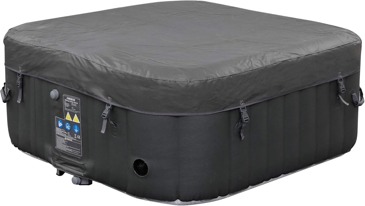 Arebos Dmuchane Jacuzzi SPA | Nadmuchiwane | Kwadratowe | Do Użytku Wewnętrznego i Zewnętrznego | 154x154cm | 4 Osoby | 130 Dysz Masujących | 600 L