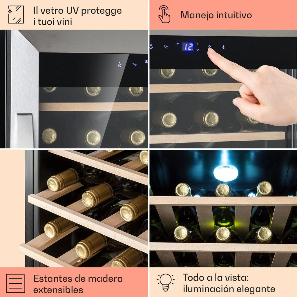 Klarstein Vinoteca 36 Butelki, Chłodziarka do wina, Jedna strefa chłodzenia, Chłodziarka wystawowa do wina i piwa, Chłodziarka do wina do użytku wewnętrznego i zewnętrznego ze szklanymi drzwiami, Chłodziarka do wina z ochroną UV, 4-18°C