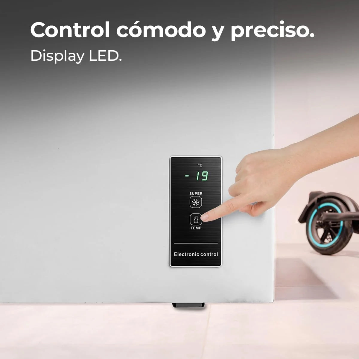 Cecotec Congelador Poziomy 198L Bolero CoolMarket Chest 198P White E. Kosz z Uchwytami, Elektroniczne Sterowanie LED, UltraContact D-Cool, Podwójna Funkcja, Drzwi ZeroG (80º-30º), Szybkie Zamrażanie, Kompaktowy