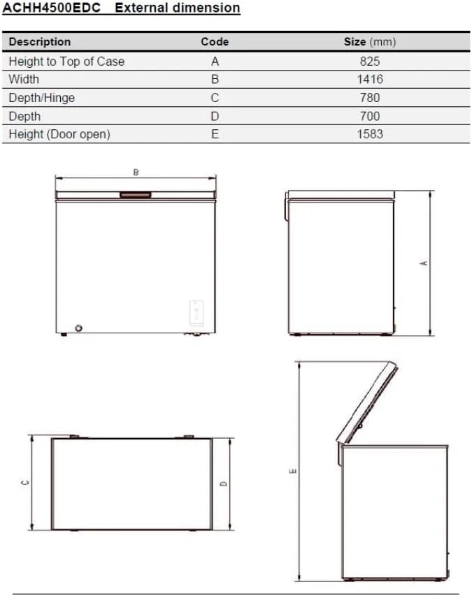 Aspes Congelador Horizontal Blanco ACHH4500EDC. Pojemność 418 litrów, Dual Cooling, 2 kosze, Niski Poziom Hałasu, Klasa Efektywności Energetycznej E