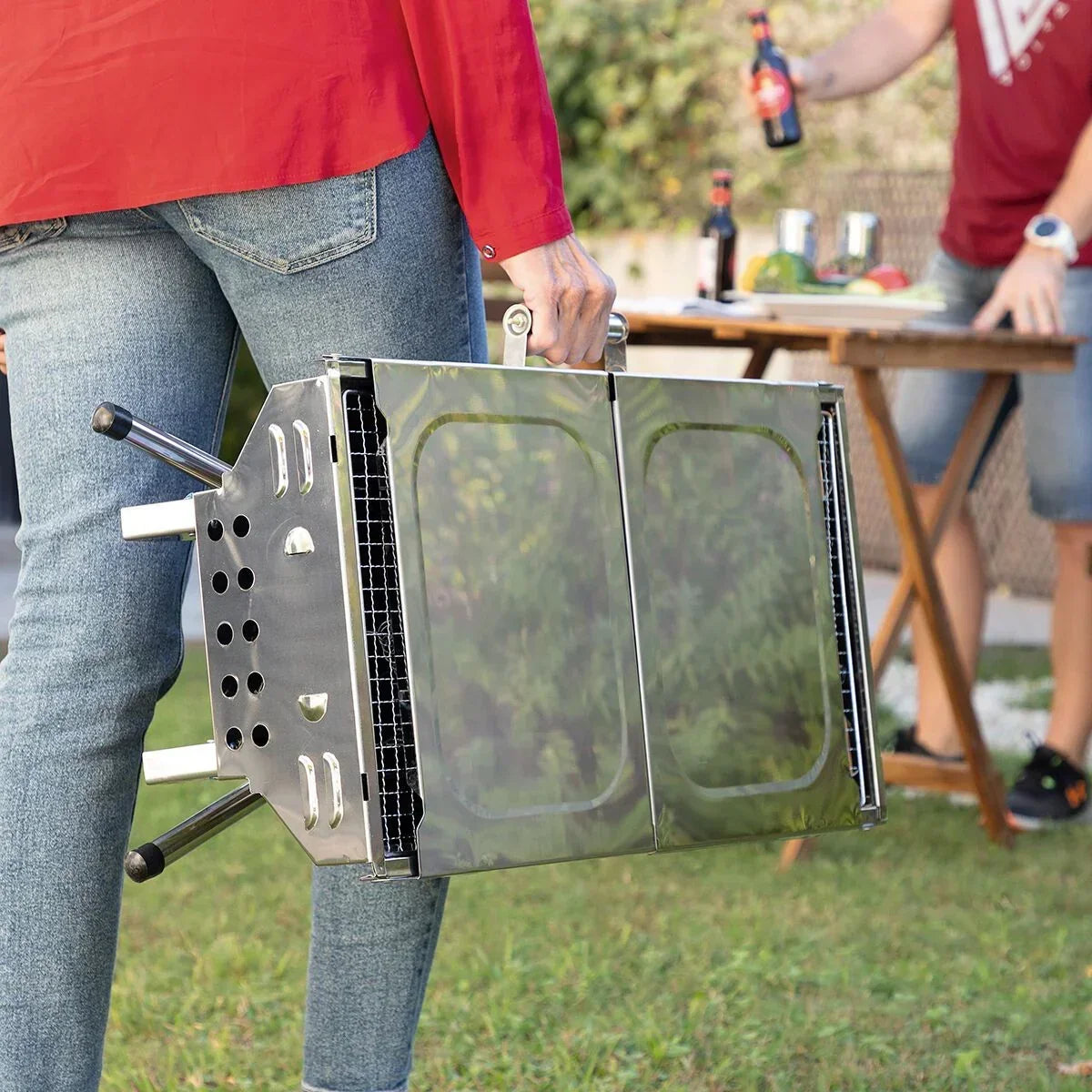 Innowacyjny składany grill węglowy ze stali nierdzewnej InnovaGoods