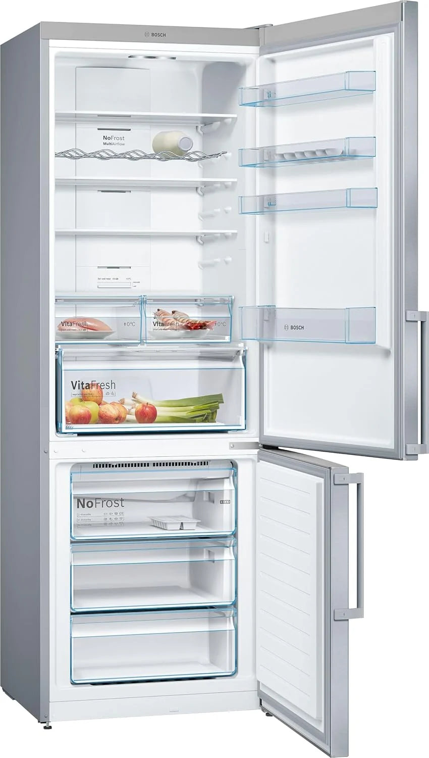Bosch Serie 4 - Lodówko-zamrażarka, NoFrost, wysokość 203 x szerokość 70 cm, 438 L, technologia VitaFresh, biała - KGN49XIDQ