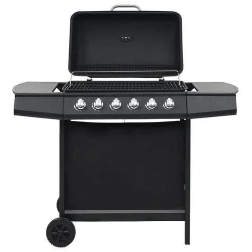 2026 Czarny, stalowy grill gazowy V3794 z 6 palnikami