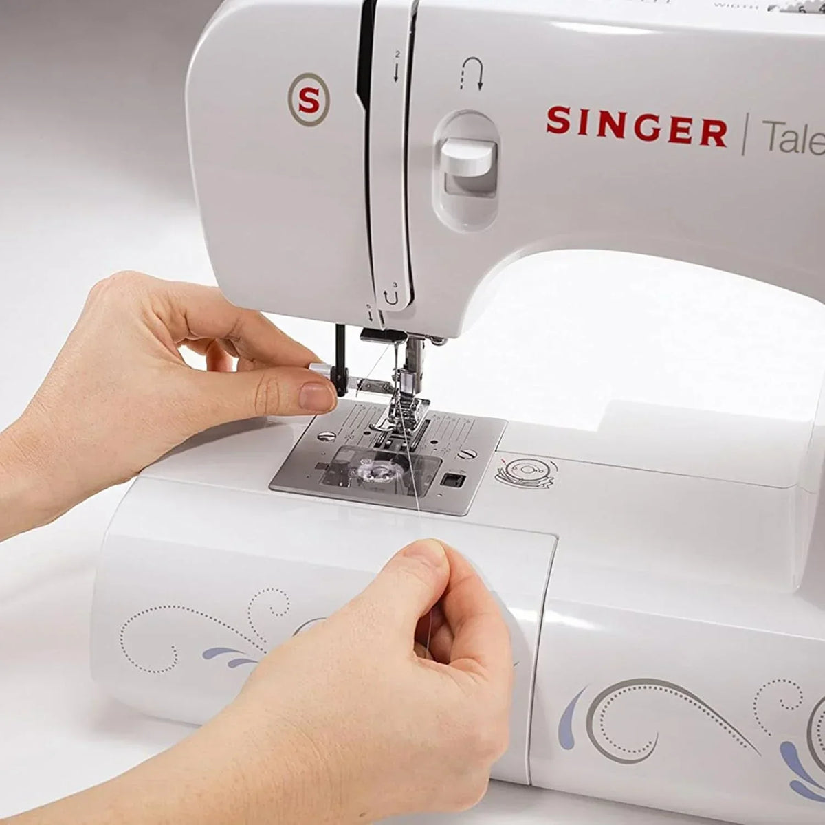 Singer Maszyna Do Szycia Mechaniczna Talent 3323-30 Ściegów Użytkowych, Ściegi Półautomatyczne Jednostopniowe, Zig-Zag Do 6mm, Automatyczne Nawlekanie, Profesjonalna Maszyna Do Szycia, Biały