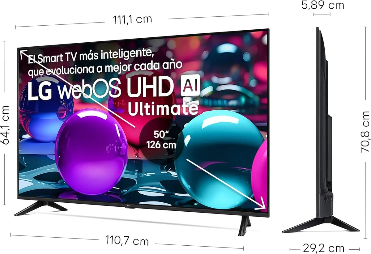 50UA73006LA - Telewizor 50", UHD 4K, WebOS 25, Ultimate IA, HDR10 Pro, Super Upscaling, Dolby Digital Plus, Google Assistant, Czarny