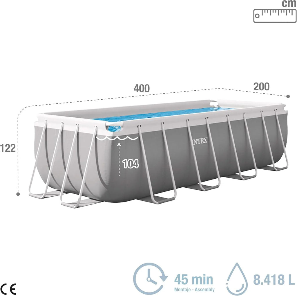 INTEX 55243 - Prostokątny basen stelażowy Prism Frame z pompą filtrującą