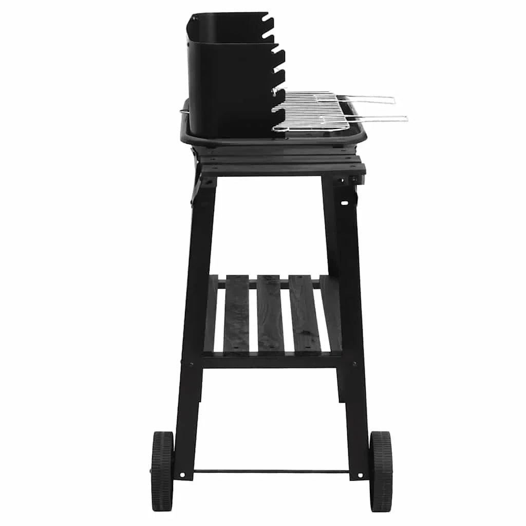 Grill węglowy na kółkach, stal, czarny, Vidaxl