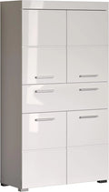 trendteam smart living Szafka wysoka do łazienki Amanda, 73 x 132 x 31 cm, biała i biała o wysokim połysku z szufladą i dużą ilością miejsca do przechowywania