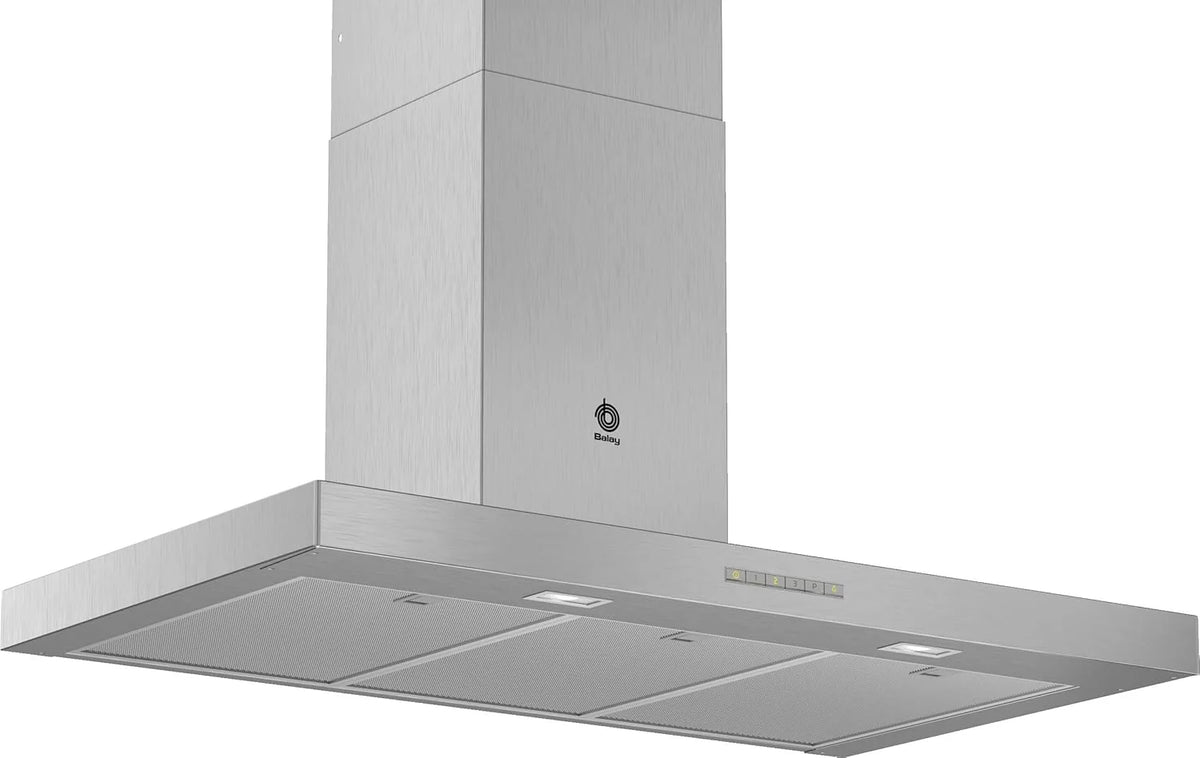 Balay - Dekoracyjny okap kominowy, szerokość 90 cm, oświetlenie LED, filtry przystosowane do mycia w zmywarce, stal nierdzewna, 3BC097EX