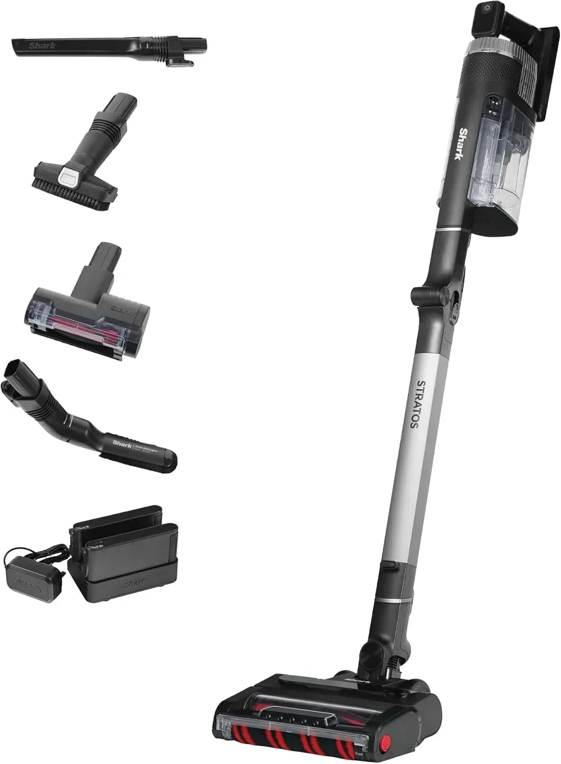 Bezprzewodowy odkurzacz Shark Stratos, 60 min pracy, technologia Anti Hair Wrap, Clean Sense IQ, PowerFins Plus, zestaw do czyszczenia samochodu, wąska dysza, szczotka wielopowierzchniowa, miedziany IZ400EUTBK