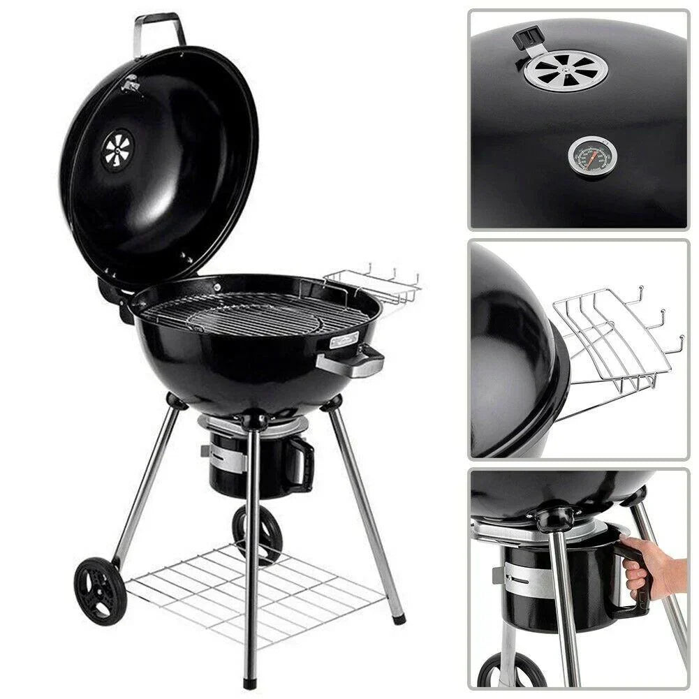 22-calowy przenośny grill węglowy typu Kettle 2026 do grillowania, na camping, do ogrodu i kuchni zewnętrznej