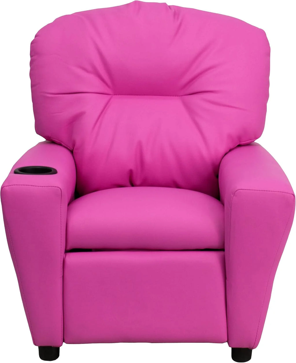 Flash Furniture Contemporary Kids Recliner with Cup Holder, Wood, Beige Vinyl, 26" x 21" x 21"