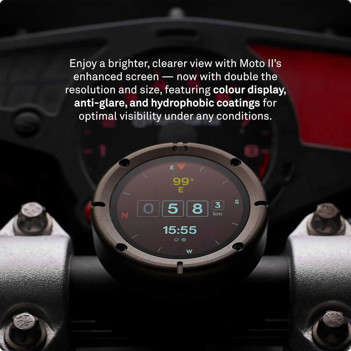 Beeline Moto II - System nawigacji motocyklowej | Nawigacja po całym świecie | Mini mapy ad hoc | 14 godzin pracy baterii | Wodoszczelność i pyłoszczelność IP67 | Ładowanie USB-C ze wsparciem