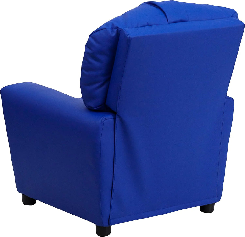 Flash Furniture Contemporary Kids Recliner with Cup Holder, Wood, Beige Vinyl, 26" x 21" x 21"