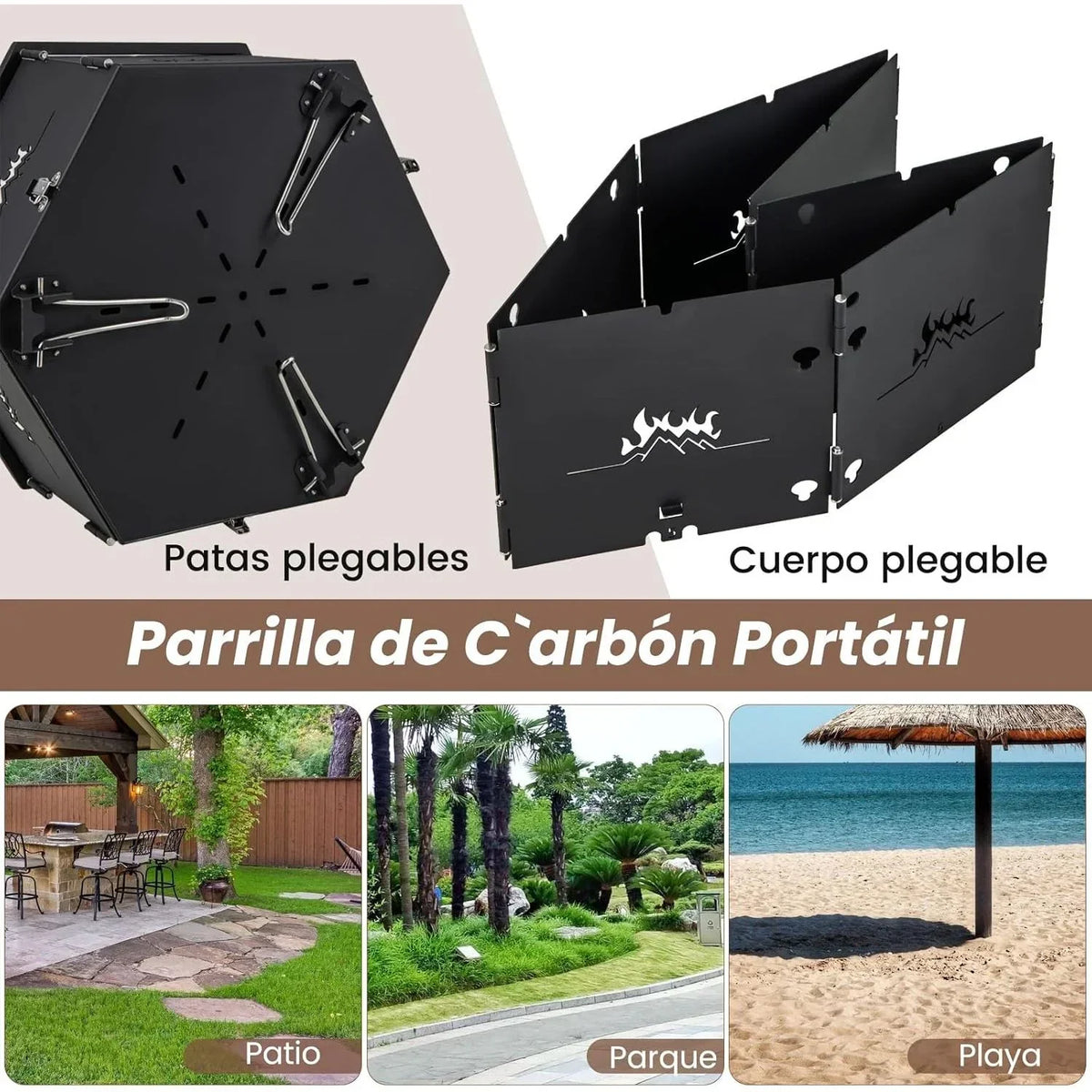 Barbacoa Węglowa Grande Grill Węglowy I Na Drewno Z Rozkładanym Korpusem I Nóżkami Costway 77 X 74 X 38 Cm