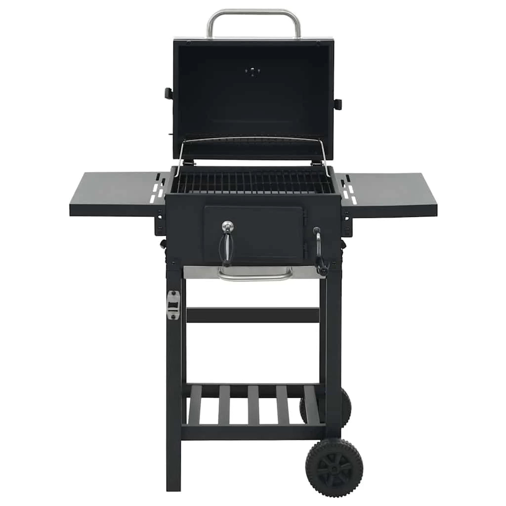 Grill Na Węgiel Drzewny Z Dolną Półką Czarny Vidaxl