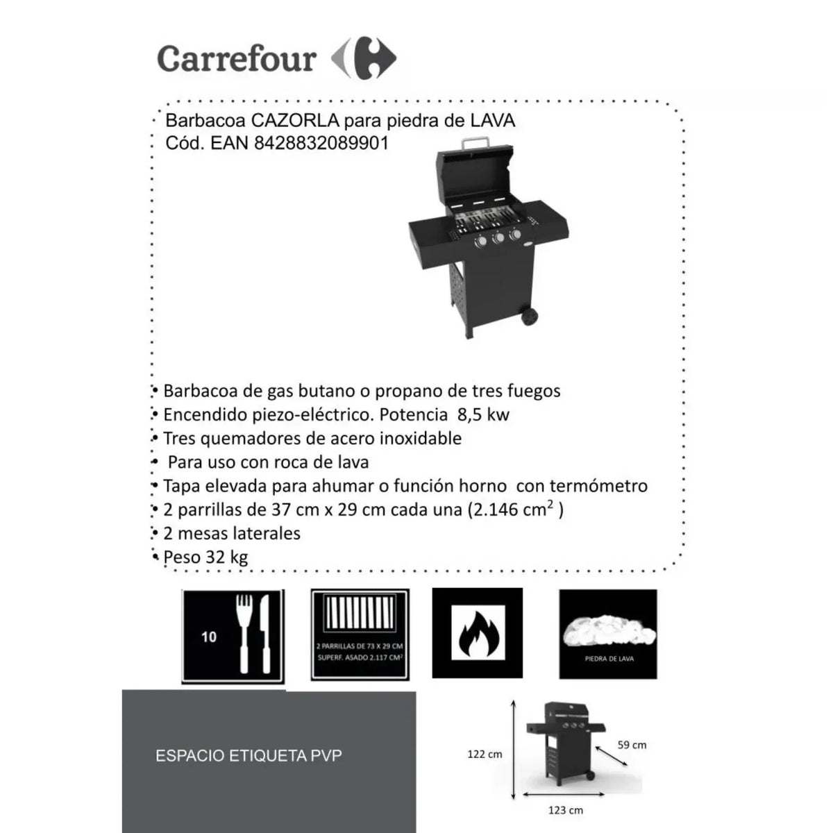 Grill gazowy Cazorla do kamienia Imor