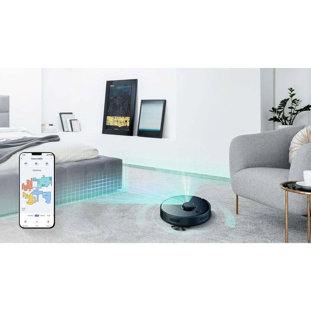 TCL Sweeva 6500 Black Robot Vacuum Cleaner, 2700 Pa, 4 Operating Modes