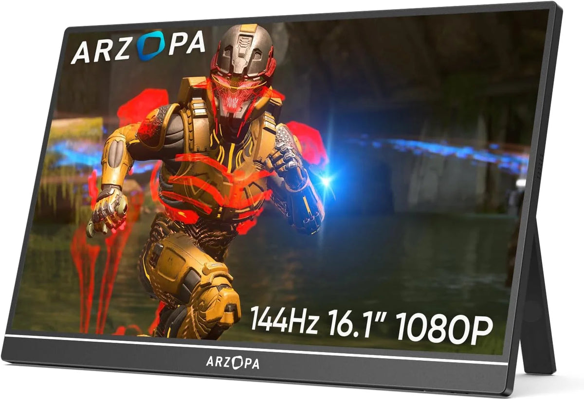 ARZOPA 16" Przenośny Monitor 2.5K | Matryca IPS 123% sRGB 400 nitów | Ekran do pracy 16:10 do laptopa, Mac, PC, telefonu | USB-C i HDMI - Z1RC
