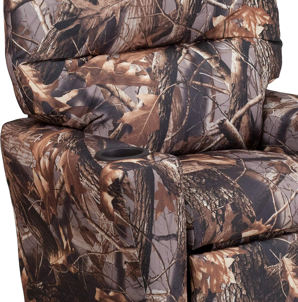 Flash Furniture Contemporary Kids Recliner with Cup Holder, Wood, Beige Vinyl, 26" x 21" x 21"