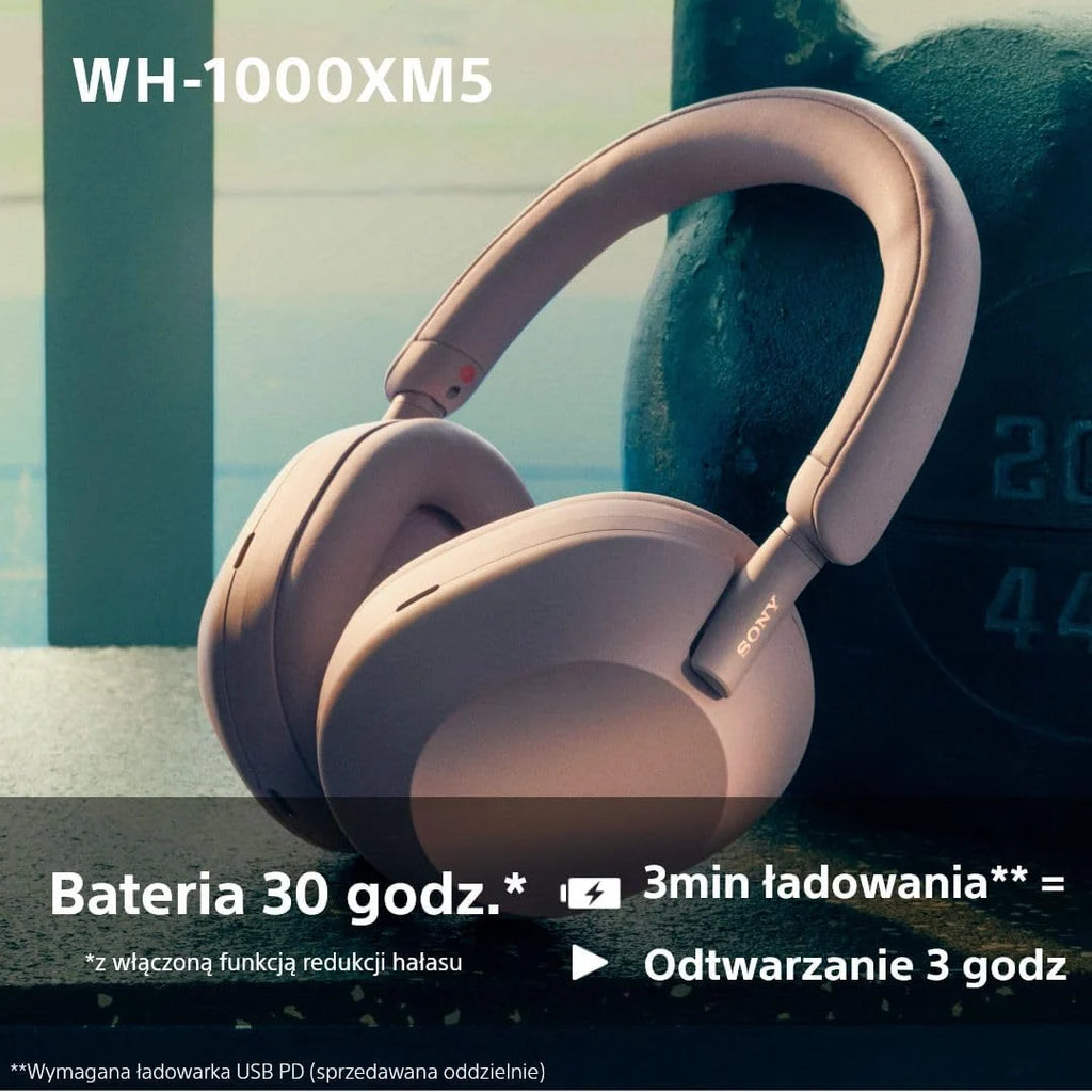 Sony WH-1000XM5 ANC Bezprzewodowe słuchawki nauszne z redukcją hałasu, Bluetooth, krystalicznie czystą jakością rozmów, Hi-Res, do 30 godzin pracy na baterii, szybkie ładowanie, Alexa i Asystent Google, iOS i Android - Czarne