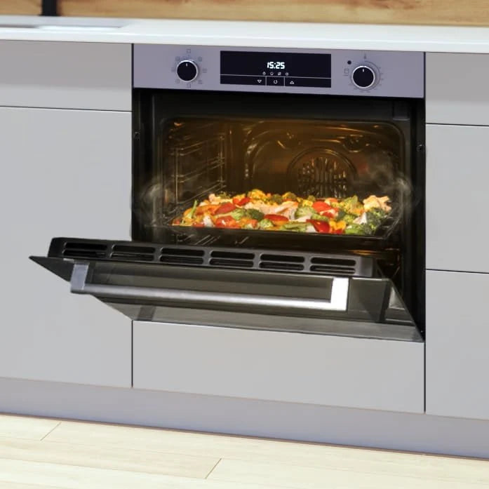 Cecotec Piekarnik wielofunkcyjny do zabudowy 60cm Bolero Hexa M226000 Glass Grey A. 2800W, 72L, 7 funkcji, tryb grill, grill z wentylatorem, tryb konwekcji, rozmrażanie, Steam Base X2, Steam EasyClean i Assist